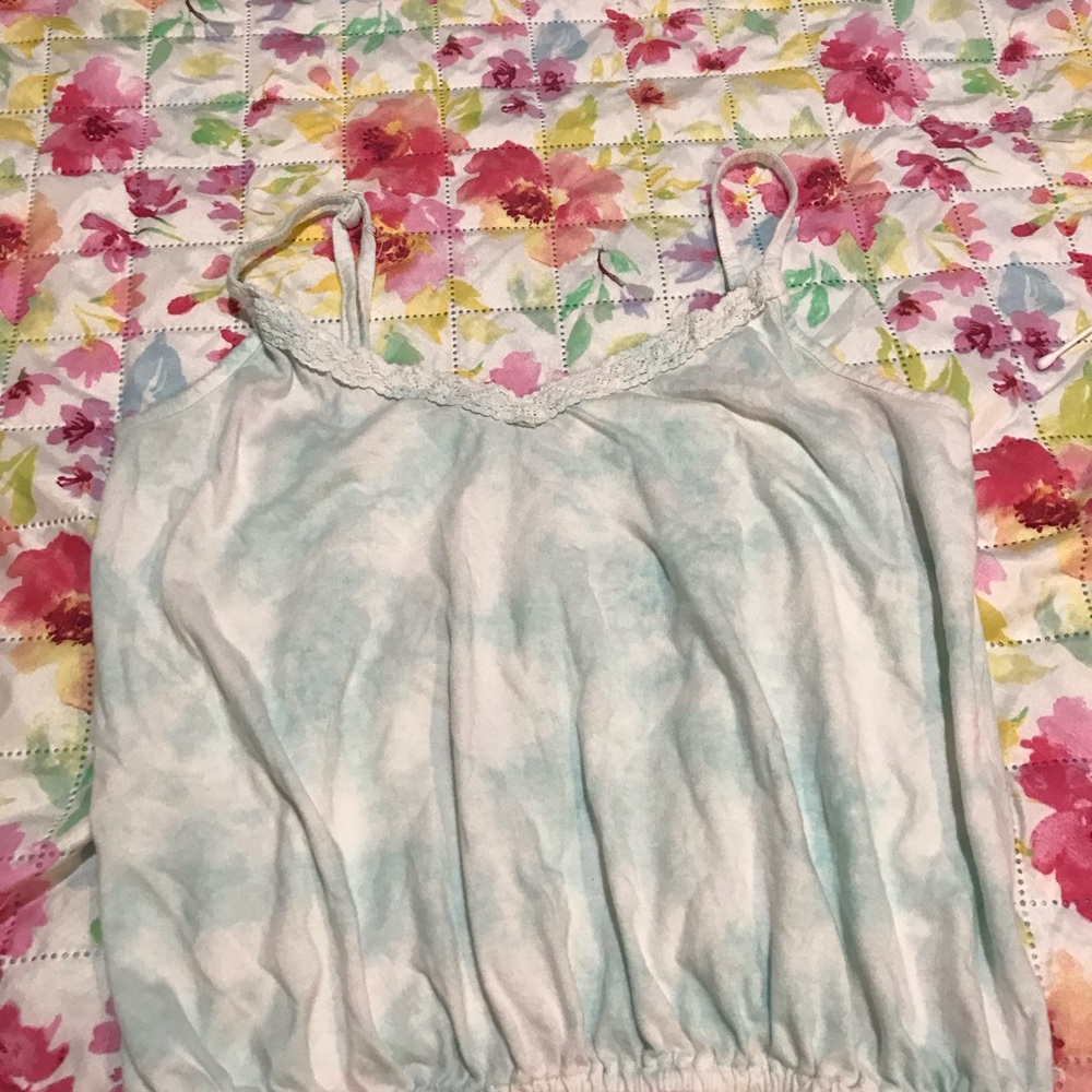 Mudd White and Light Aqua Floral Camisole - Soft and light. XL